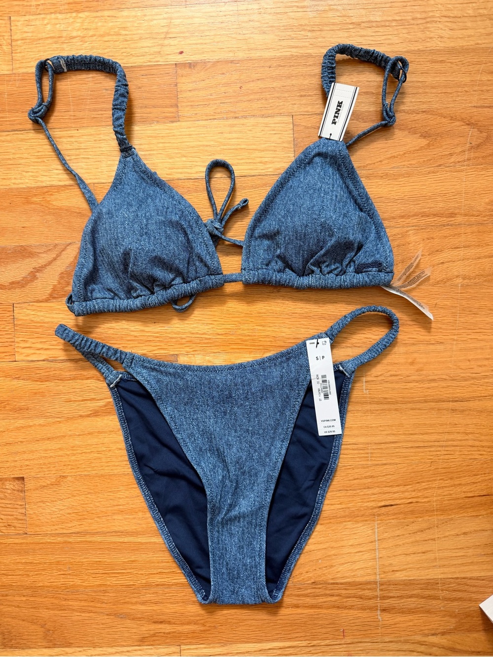 PINK Victoria's Secret Blue Denim-Look Bikini